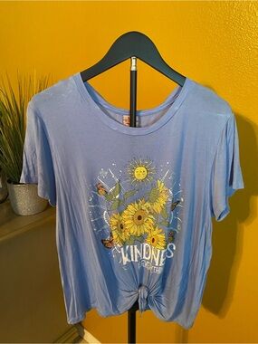 Self Esteem Lavender Tie-Front Tee with Sunflower Graphic